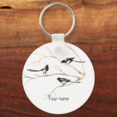 Aangepaste naam Magpie Bird Family is alles Sleutelhanger (Achterkant)