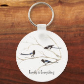 Aangepaste naam Magpie Bird Family is alles Sleutelhanger (Voorkant)