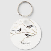 Aangepaste naam Magpie Bird Family is alles Sleutelhanger (Achterkant)