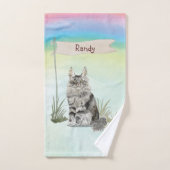 Aangepaste naam Maine Coon Cat Pet Bad Handdoek (Handdoek)