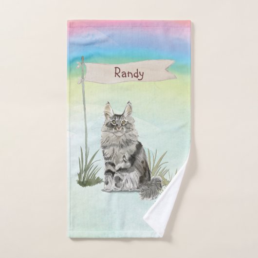 Aangepaste naam Maine Coon Cat Pet Bad Handdoek