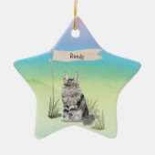 Aangepaste naam Maine Coon Cat Pet Keramisch Ornament (Voorkant)