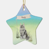 Aangepaste naam Maine Coon Cat Pet Keramisch Ornament (Links)
