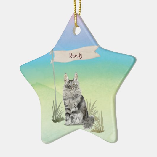 Aangepaste naam Maine Coon Cat Pet Keramisch Ornament (Links)