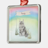 Aangepaste naam Maine Coon Cat Pet Metalen Ornament (Links)