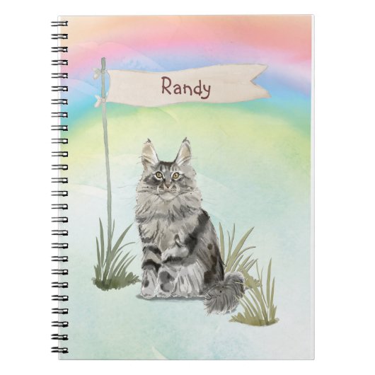 Aangepaste naam Maine Coon Cat Pet Notitieboek (Voorkant)