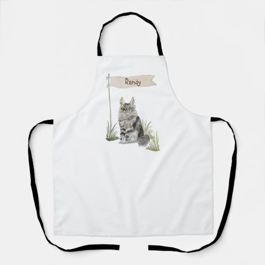 Aangepaste naam Maine Coon Cat Pet Schort (Voorkant)