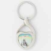 Aangepaste naam Maine Coon Cat Pet Sleutelhanger (Voorkant)