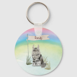 Aangepaste naam Maine Coon Cat Pet Sleutelhanger