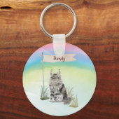 Aangepaste naam Maine Coon Cat Pet Sleutelhanger (Voorkant)