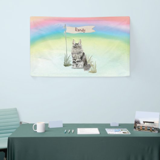 Aangepaste naam Maine Coon Cat Pet Spandoek (Beurs)