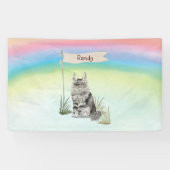 Aangepaste naam Maine Coon Cat Pet Spandoek (Horizontaal)