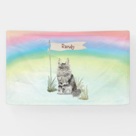 Aangepaste naam Maine Coon Cat Pet Spandoek