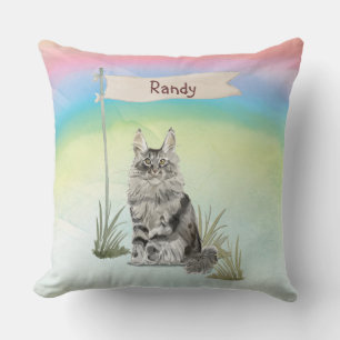 Aangepaste naam Maine Coon Kat Huisdier Kussen
