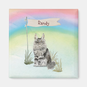 Aangepaste naam Maine Coon Kat Huisdier Magneet