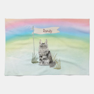 Aangepaste naam Maine Coon kat huisdier Theedoek