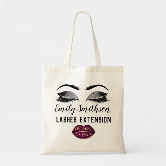 Aangepaste naam Makeup Artist Kiss Eyelashes Exten Tote Bag (Voorkant)