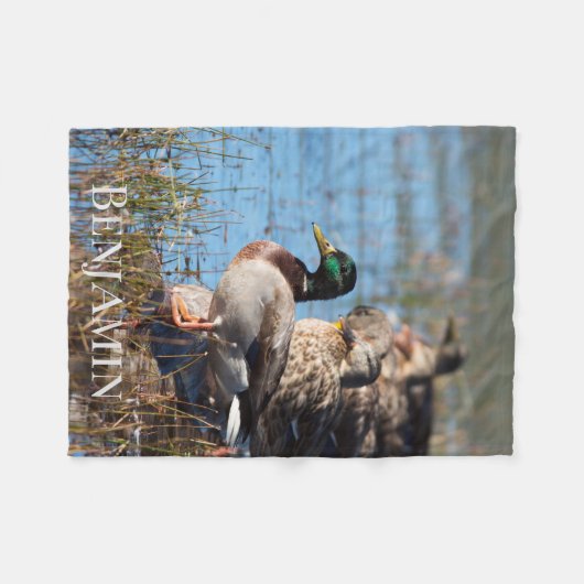 Aangepaste naam Mallard Ducks Fleece Deken (Voorkant (Horizontaal))