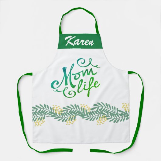 Aangepaste Naam Mam Leven Gepersonaliseerde Chef V Schort (Voorkant)