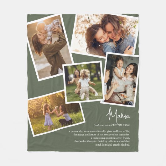 Aangepaste naam Mama Definitie Herinneringen Fotoc Fleece Deken (Voorkant)