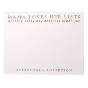 Aangepaste naam Mama List Lover Minimalist Pastel  Notitieblok