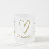Aangepaste Naam Mama Matcha Thee Goud Script Hart Matglas Koffiemok (Center)