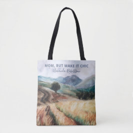 Aangepaste Naam Mama Quote Waterverf Chic Blauw Ge Tote Bag
