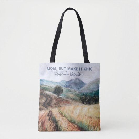 Aangepaste Naam Mama Quote Waterverf Chic Blauw Ge Tote Bag (Voorkant)