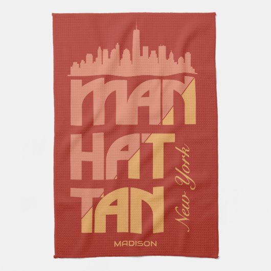 Aangepaste naam Manhattan New York Theedoek (Verticaal)
