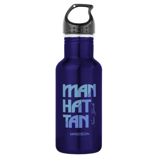 Aangepaste naam Manhattan New York Waterfles (Voorkant)