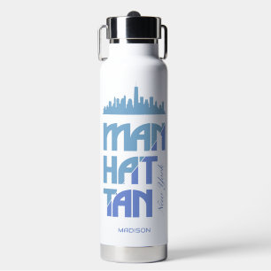 Aangepaste naam Manhattan New York Waterfles