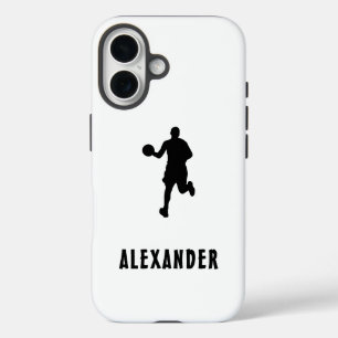 Aangepaste Naam Mannelijke Basketbalspeler Zwart e iPhone 16 Hoesje