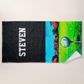 Aangepaste naam Mannen Golf Ball Hobby Cool Strandlaken (Voorkant)