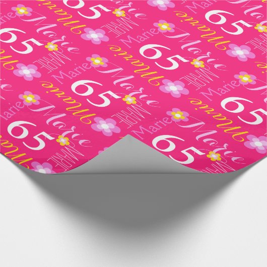 Aangepaste naam Marie-65-jarige versie Cadeaupapier (Hoek)