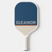 Aangepaste Naam Marine & Beige Retro Line Letterty Pickleball Paddle (Achterkant)