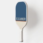 Aangepaste Naam Marine & Beige Retro Line Letterty Pickleball Paddle (Links)