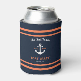 Aangepaste naam marine oranje anker boot feest her blikjeskoeler