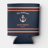 Aangepaste naam marine oranje anker boot feest her blikjeskoeler (Voorkant)