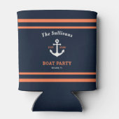 Aangepaste naam marine oranje anker boot feest her blikjeskoeler (Achterkant)