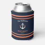 Aangepaste naam marine oranje anker boot feest her blikjeskoeler (Blikje Achterkant)
