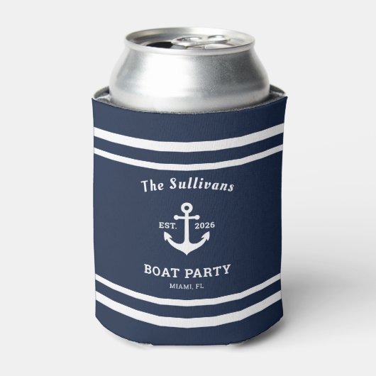 Aangepaste naam marineanker bootfeest reünie blikjeskoeler (Blikje Voorkant)
