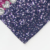 Aangepaste naam marineblauw glitter roze streep fleece deken (Hoek)