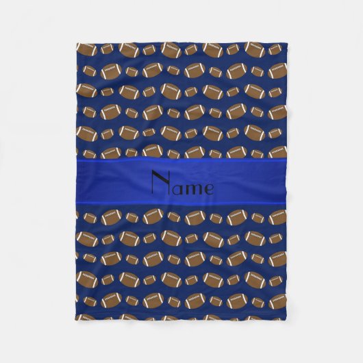 Aangepaste naam marineblauwe footballs fleece deken (Voorkant)