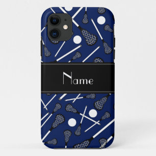Aangepaste naam marineblauwe lacrosse Case-Mate iPhone case