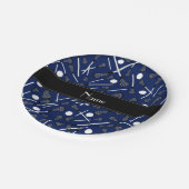 Aangepaste naam marineblauwe lacrosse papieren bordje (Gekanteld)
