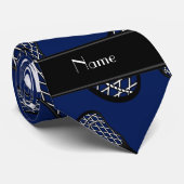 Aangepaste naam marineblauwe lacrosse stropdas (Opgerold)
