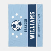 Aangepaste naam marinelichtblauwe voetbalspeler fleece deken (Voorkant)