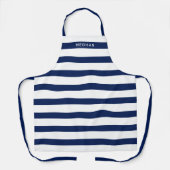 Aangepaste naam marinepatroon en wit gestreept pat schort (Voorkant)