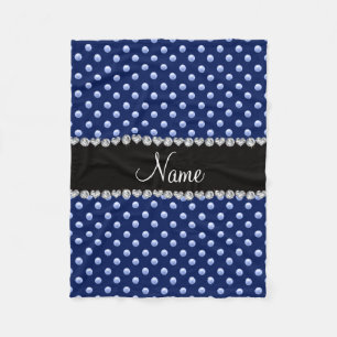 Aangepaste naam marinesblauwe parels fleece deken