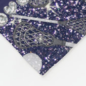 Aangepaste naam marinesuruinblauw glitter lacrosse fleece deken (Hoek)